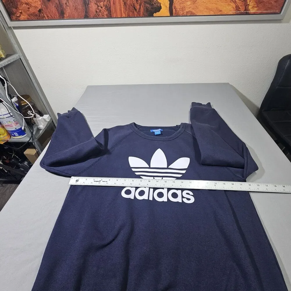 Adidas Originals Trefoil Crewneck Sweatshirt Size L Navy Blue Pullover BQ7519